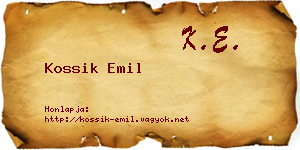 Kossik Emil névjegykártya